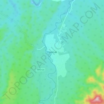 Carte topographique Deomali, altitude, relief