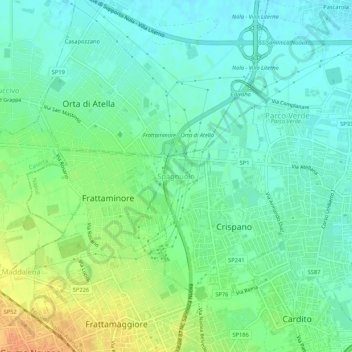 Carte topographique Spagnuolo, altitude, relief