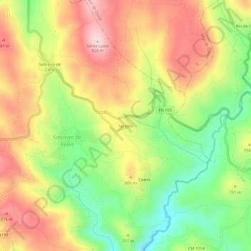 Carte topographique Soutelo, altitude, relief