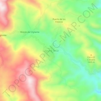 Carte topographique Laguna Seca, altitude, relief