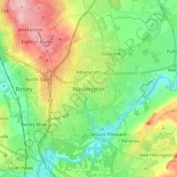 Carte topographique Washington, altitude, relief
