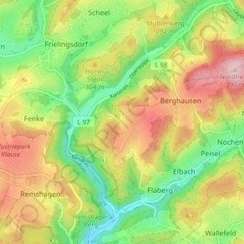 Carte topographique Würden, altitude, relief