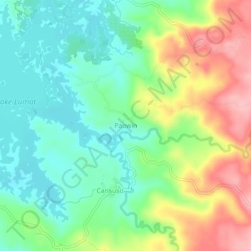 Carte topographique Paowin, altitude, relief