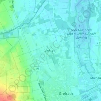 Carte topographique Vinkrath, altitude, relief