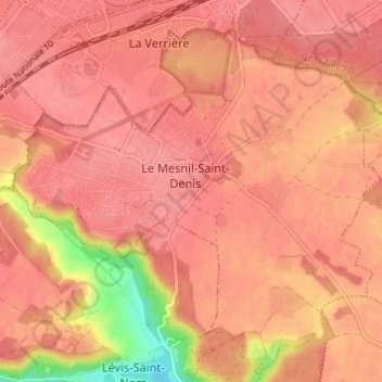 Carte topographique Le Mesnil-Saint-Denis, altitude, relief