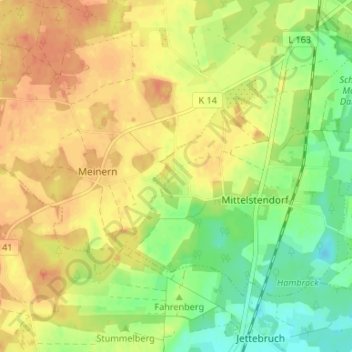 Carte topographique Wüsthof, altitude, relief