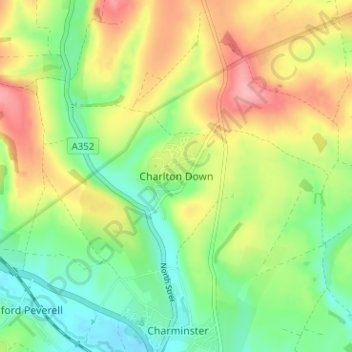 Carte topographique Charlton Down, altitude, relief