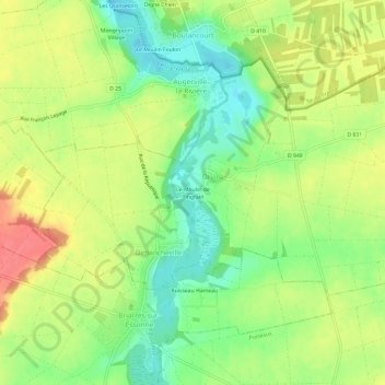 Carte topographique Le Moulin de Tingrain, altitude, relief