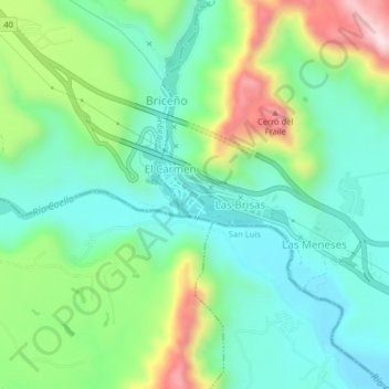 Carte topographique Gualanday, altitude, relief