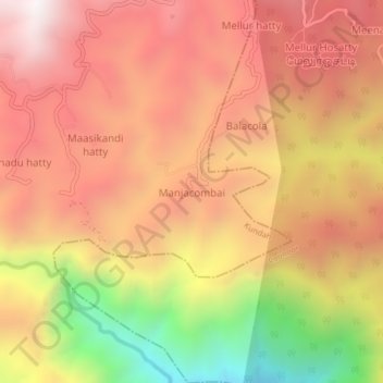 Carte topographique Manjacombai, altitude, relief