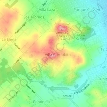 Carte topographique Cerro Granito, altitude, relief