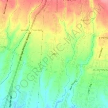 Carte topographique Baha, altitude, relief