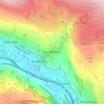 Carte topographique East Morton, altitude, relief
