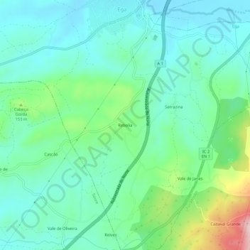 Carte topographique Rebolia, altitude, relief