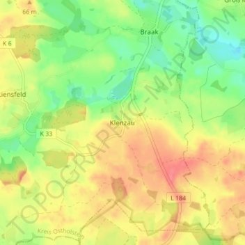 Carte topographique Klenzau, altitude, relief