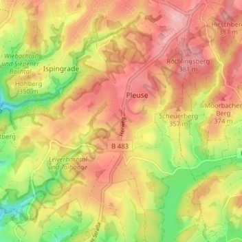 Carte topographique Herweg, altitude, relief