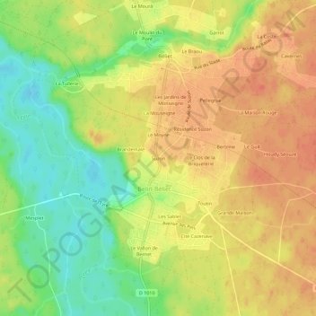 Carte topographique Suzon, altitude, relief