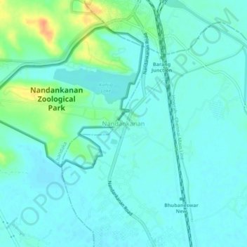 Carte topographique Nandankanan, altitude, relief