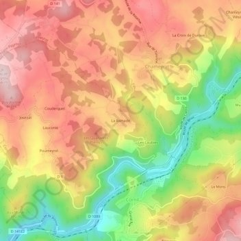 Carte topographique La Ramade, altitude, relief