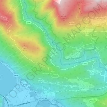 Carte topographique Rovegro, altitude, relief