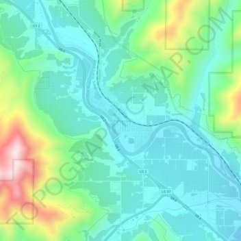 Carte topographique Peshastin, altitude, relief