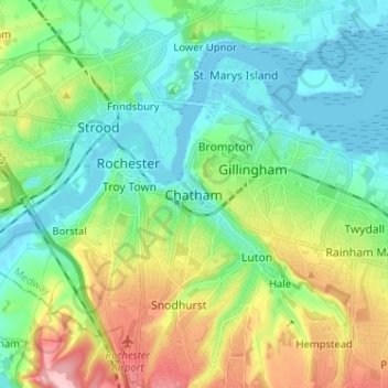 Carte topographique Chatham, altitude, relief