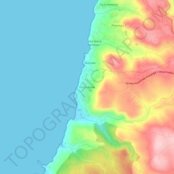 Carte topographique Porto Alabe, altitude, relief