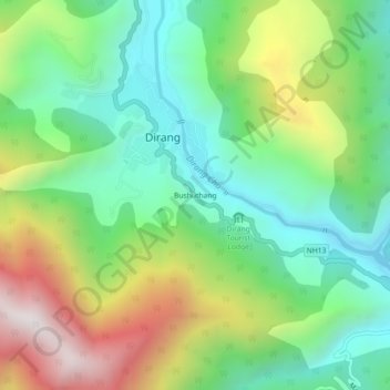 Carte topographique Bushuthang, altitude, relief