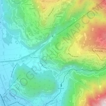Carte topographique Fenalet-sur-Bex, altitude, relief