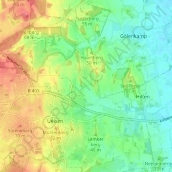 Carte topographique Bauerhausen, altitude, relief