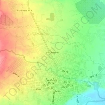 Carte topographique Los Angeles, altitude, relief