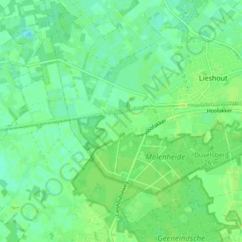 Carte topographique Achterbosch, altitude, relief
