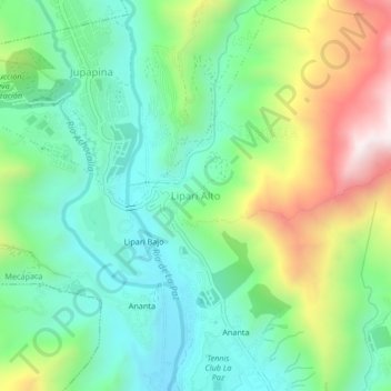 Carte topographique Lipari Alto, altitude, relief