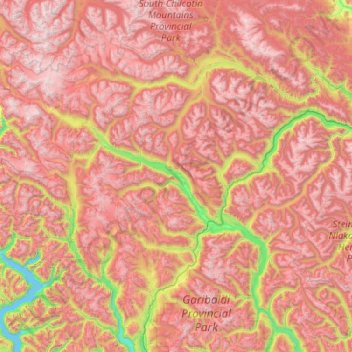 Carte topographique Squamish-Lillooet, altitude, relief