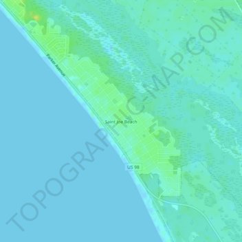 Carte topographique Saint Joe Beach, altitude, relief