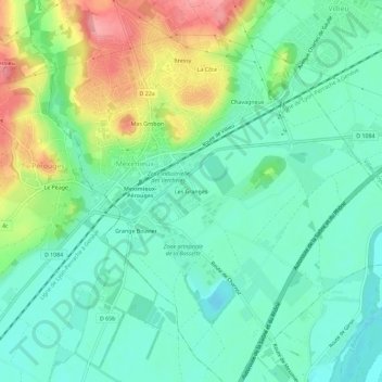 Carte topographique Les Granges, altitude, relief