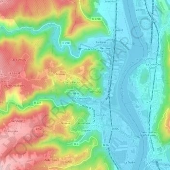 Carte topographique Peyret, altitude, relief