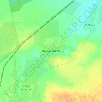 Carte topographique Pechykhvosty, altitude, relief