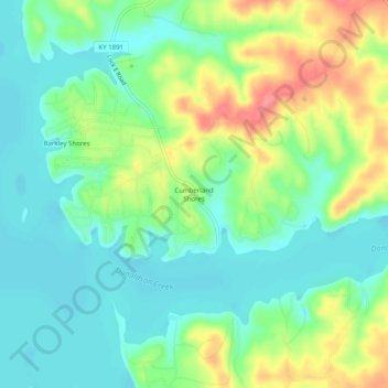 Carte topographique Cumberland Shores, altitude, relief