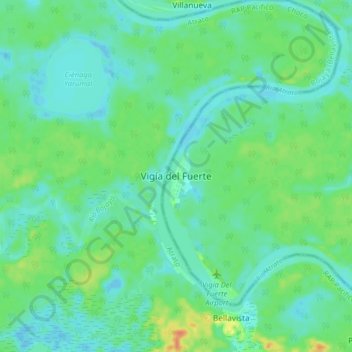 Carte topographique Vigía del Fuerte, altitude, relief