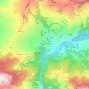 Carte topographique Monzone, altitude, relief