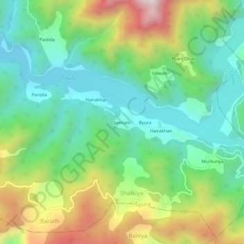 Carte topographique Jamrani, altitude, relief