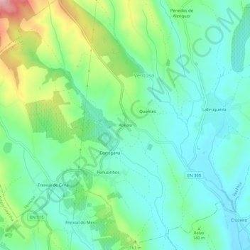 Carte topographique Atalaia, altitude, relief
