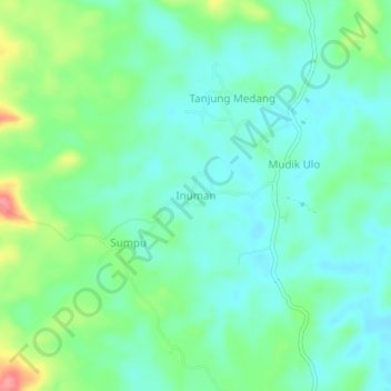 Carte topographique Inuman, altitude, relief