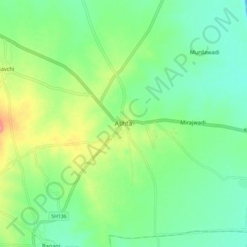 Carte topographique Ashta, altitude, relief