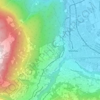 Carte topographique Les Neyres, altitude, relief
