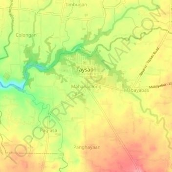 Carte topographique Mahanadiong, altitude, relief