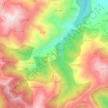 Carte topographique Ait Si Amara, altitude, relief