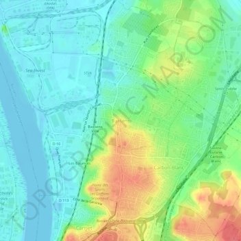 Carte topographique Bassens, altitude, relief