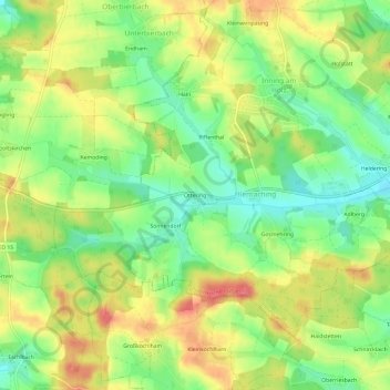 Carte topographique Ottering, altitude, relief
